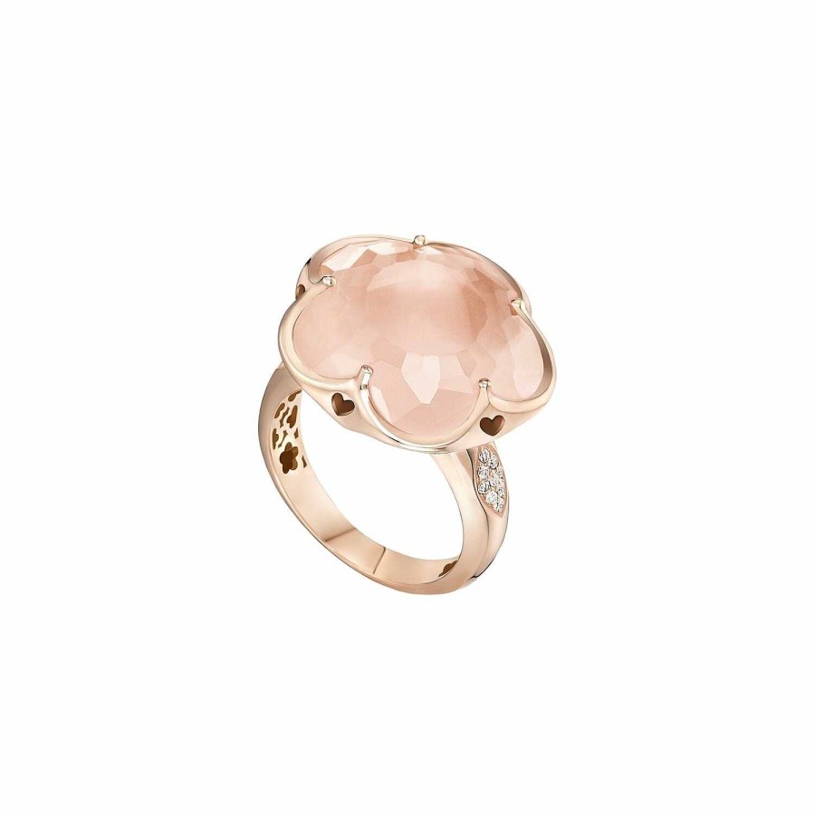 Pasquale Bruni Bague Pasquale Bruni Bon Ton En Or Rose, Quartz Rose Et Diamants Blancs