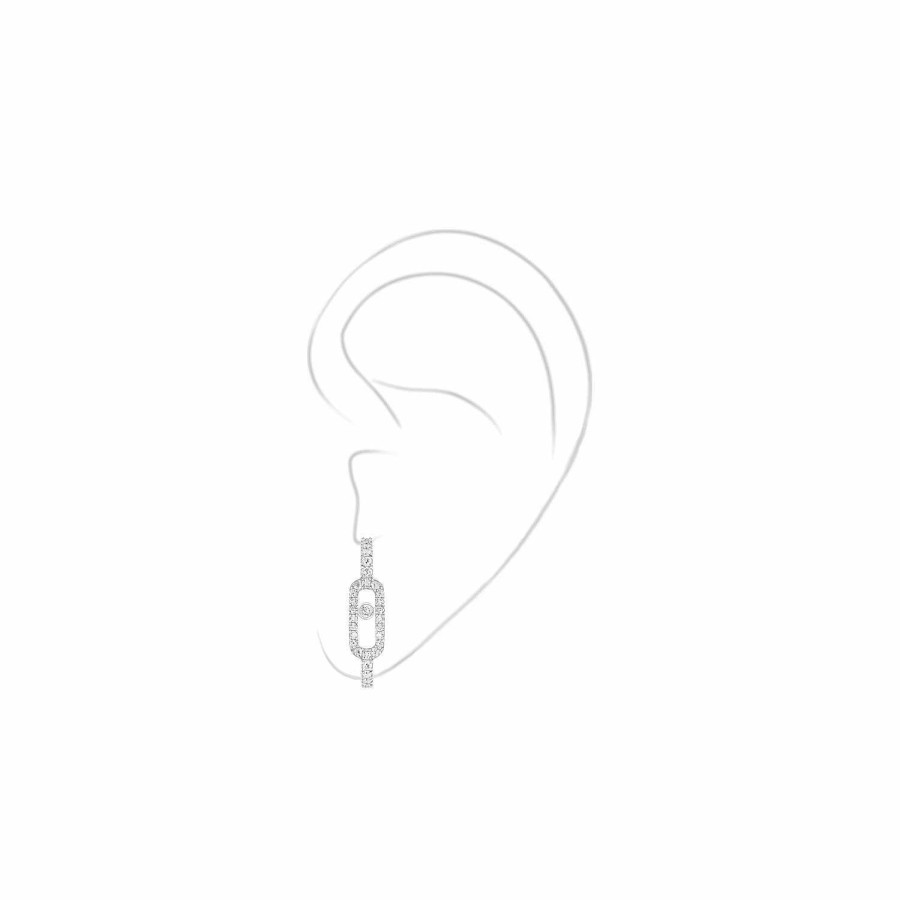 Messika Mono Boucle D'Oreille Messika Move Uno Pav E En Or Blanc Et Diamants