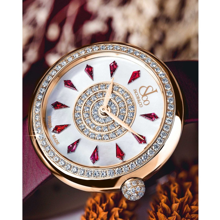 JACOB & CO Montre Jacob & Co Brilliant One Row Rose Gold Ruby 38Mm