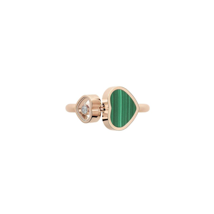 Chopard Bague Chopard Happy Hearts En Or Rose, Malachite Et Diamant, Taille 52