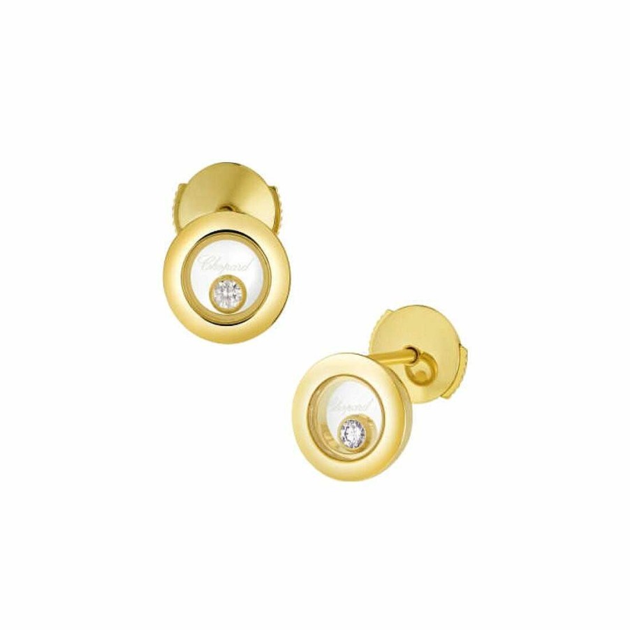 Chopard Boucles D'Oreilles Chopard Happy Diamonds En Or Jaune Et Diamants