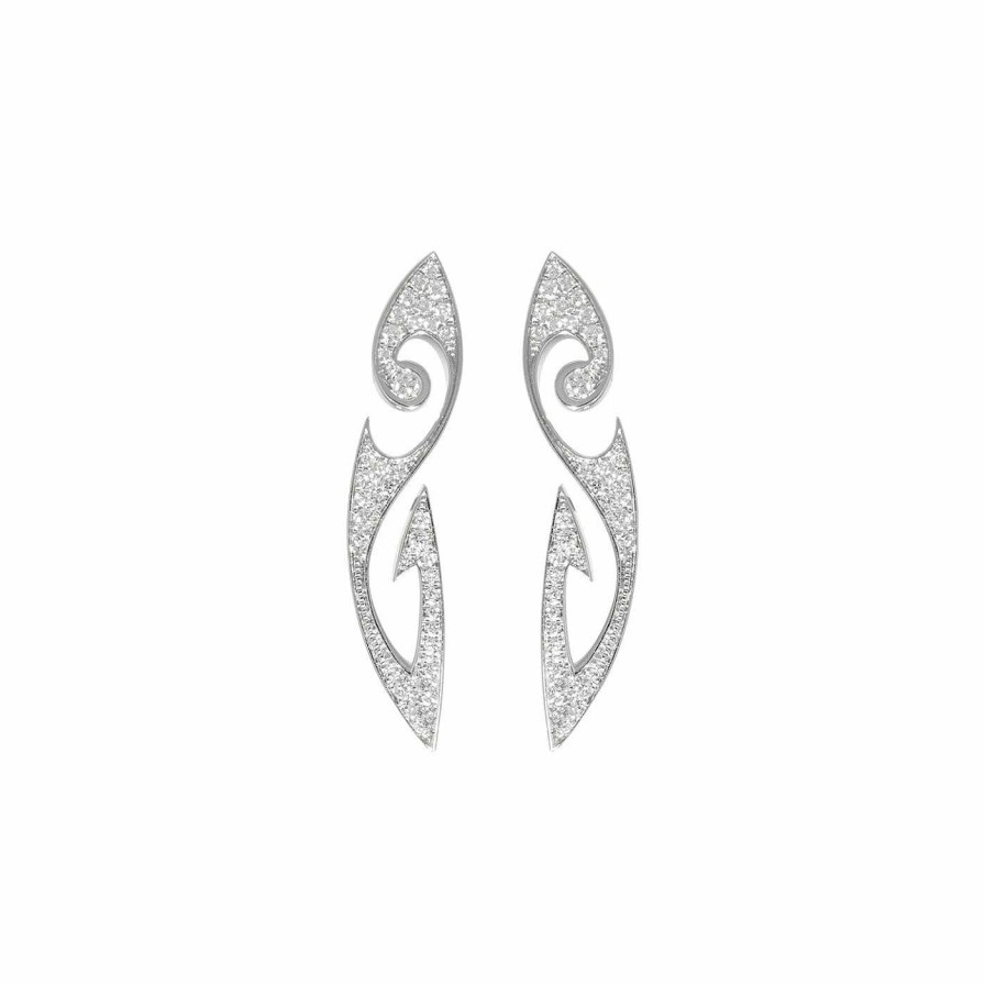 Akillis Boucles D'Oreilles Puces Akillis Tattoo En Or Blanc Pav Es De Diamants