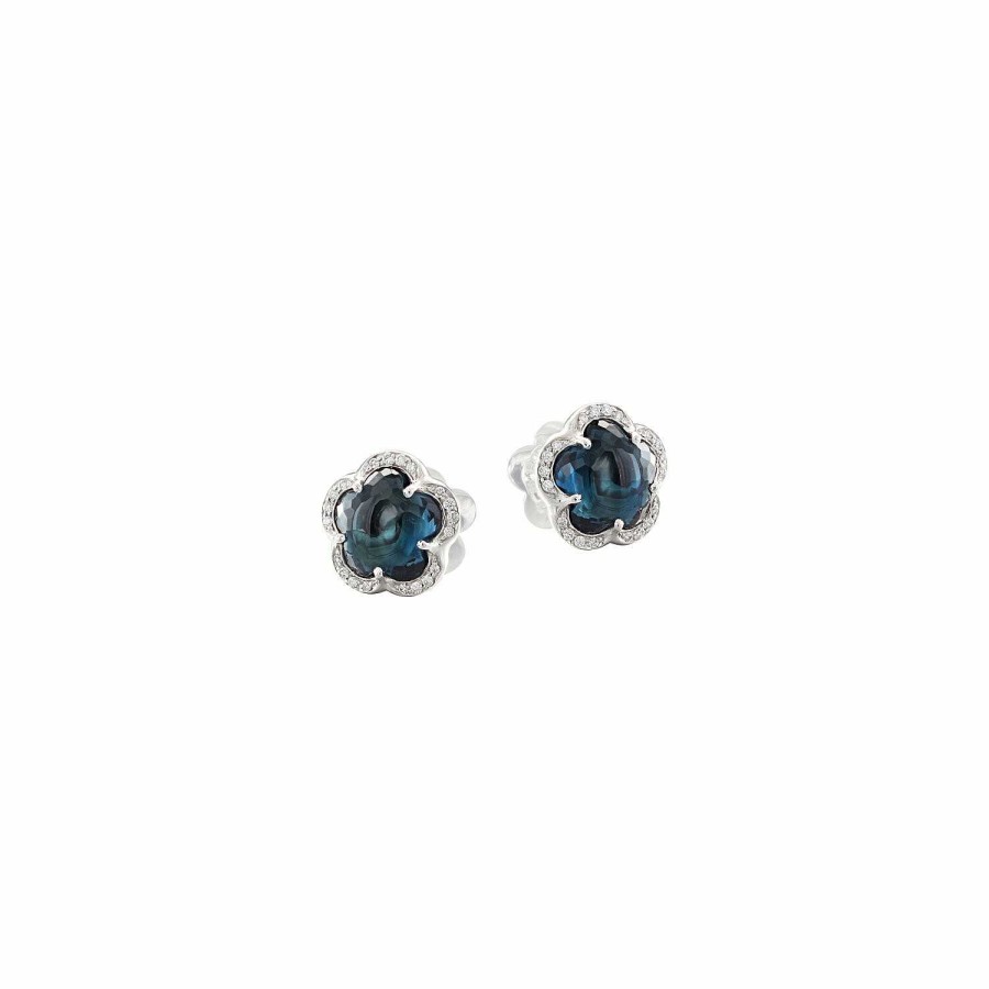 Pasquale Bruni Boucles D'Oreilles Pasquale Bruni Bon Ton Je T'Aime En Or Blanc, Topazes Blue London Et Diamants