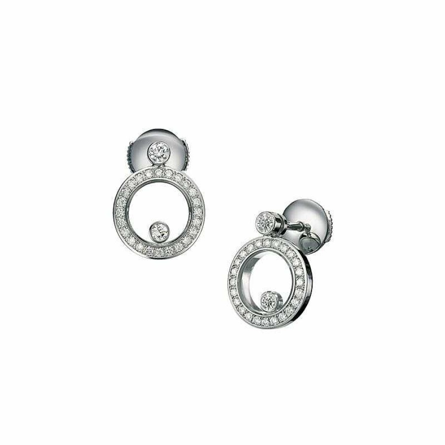 Chopard Boucles D'Oreilles Chopard Happy Diamonds En Or Blanc Et Diamants