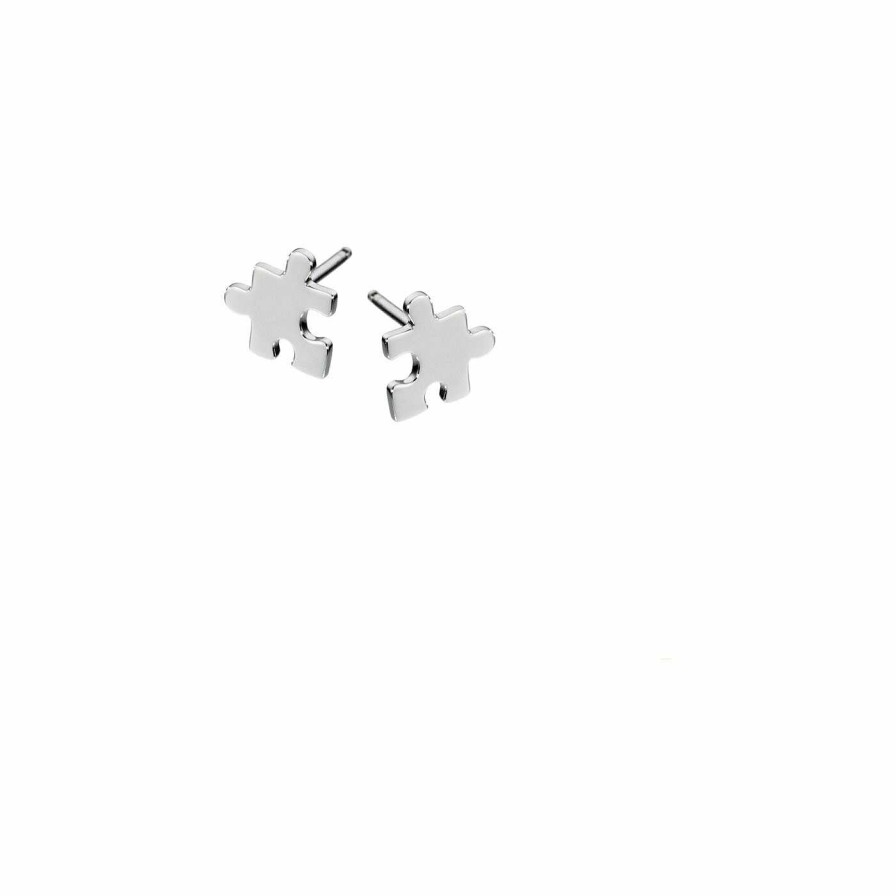 Akillis Boucles D'Oreilles Puces Akillis Mini Puzzle En Or Blanc