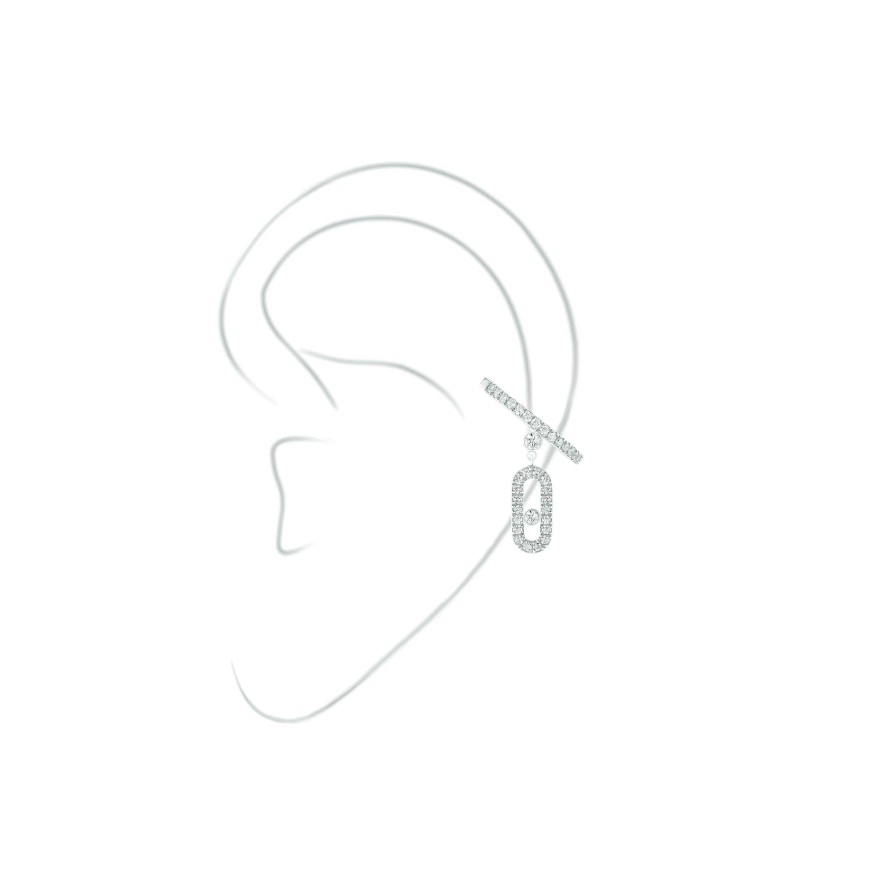 Messika Mono Boucle D'Oreille Messika Move Uno En Or Blanc Et Diamants