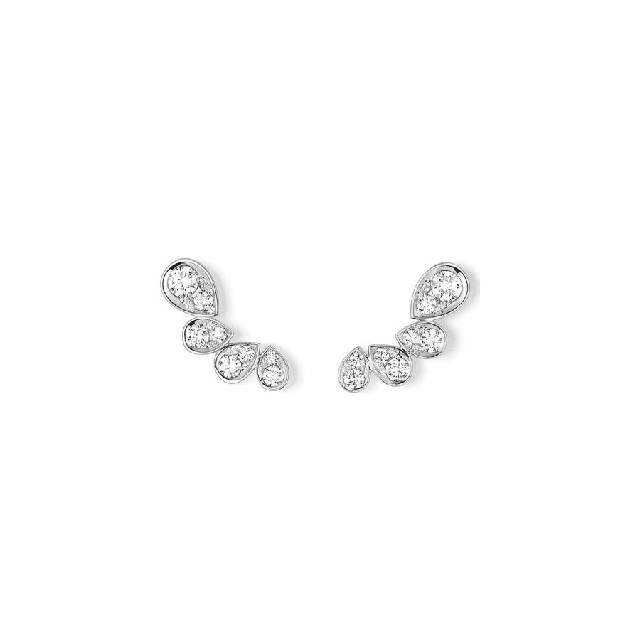 Chaumet Boucles D'Oreilles Chaumet Jos Phine Ronde D'Aigrettes En Or Blanc Et Diamants