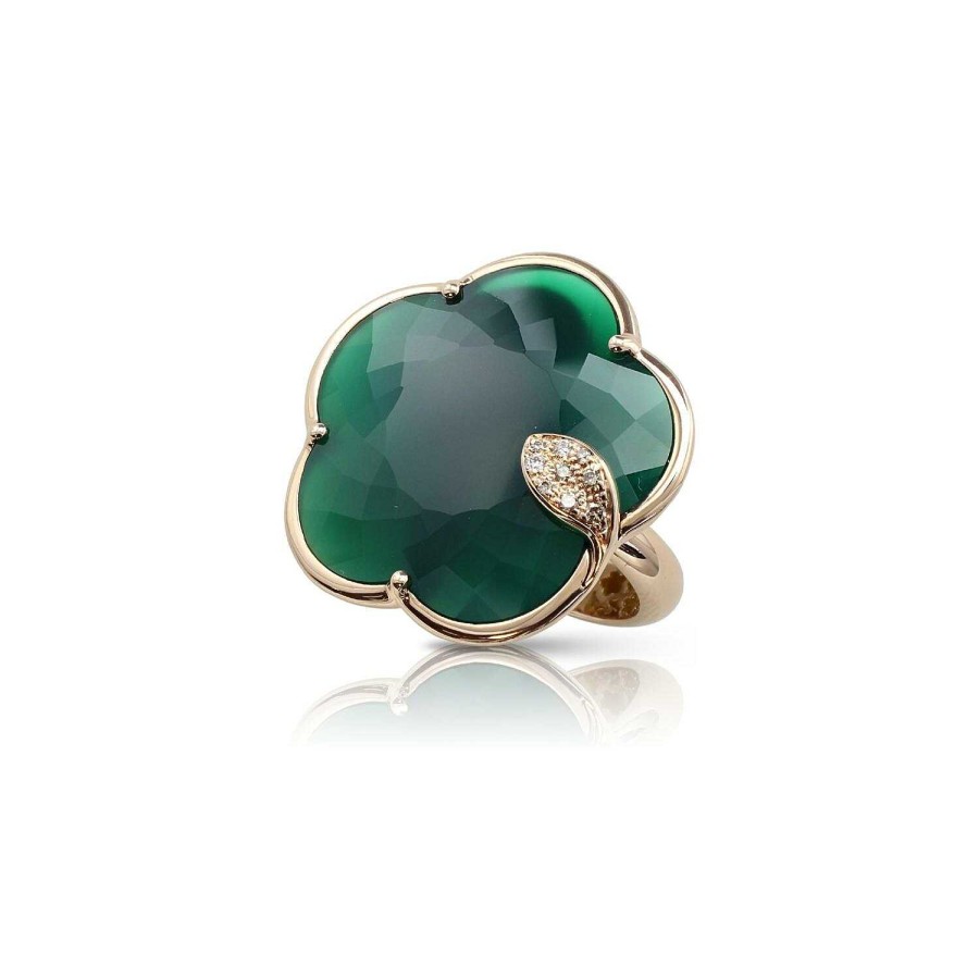 Pasquale Bruni Bague Pasquale Bruni Ton Joli En Or Rose, Agate Verte Et Diamants