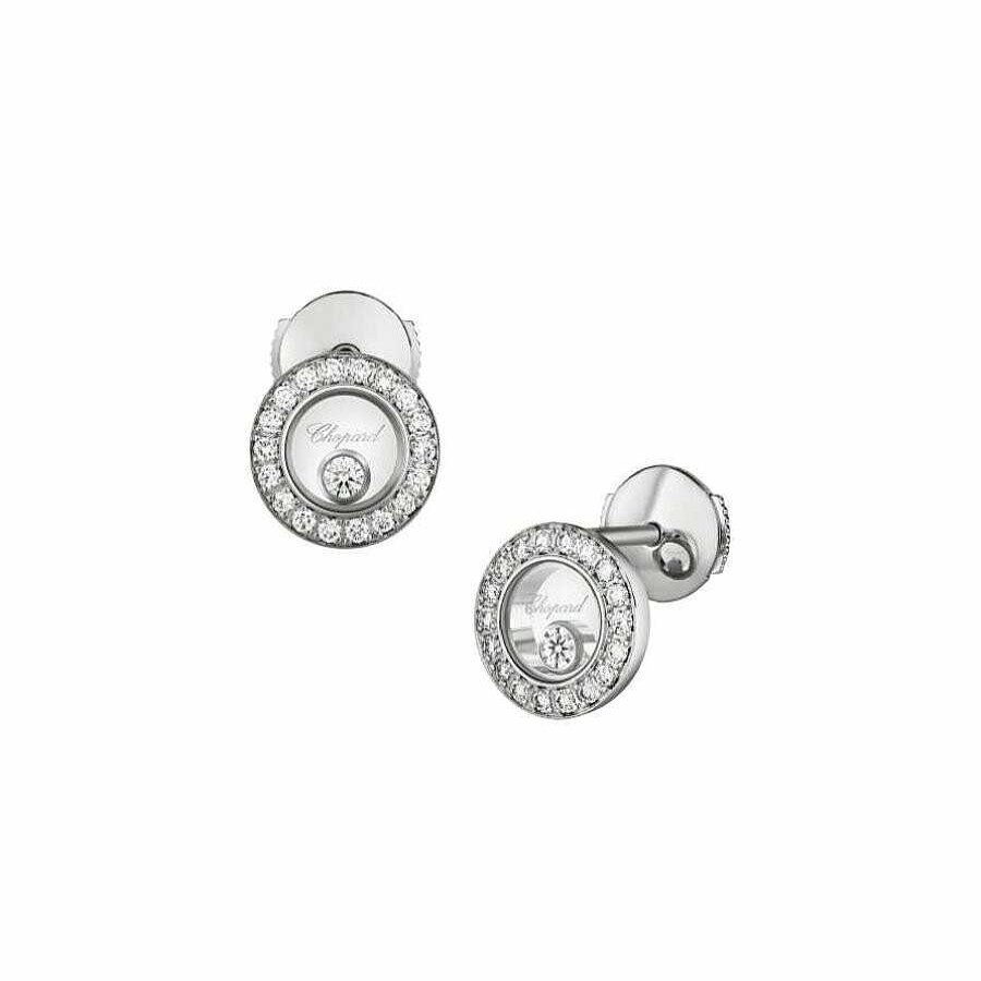 Chopard Boucles D'Oreilles Chopard Happy Diamonds Icons En Or Blanc Et Diamants