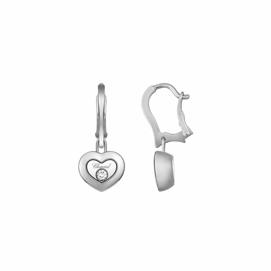 Chopard Boucles D'Oreilles Pendantes Chopard Happy Diamonds Icons En Or Blanc Et Diamants