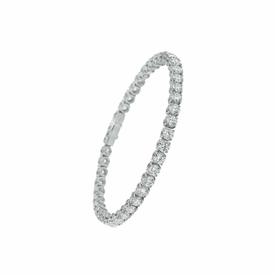 Créations Julian Bracelet Ligne De Diamants Taille Brillant En Or Blanc