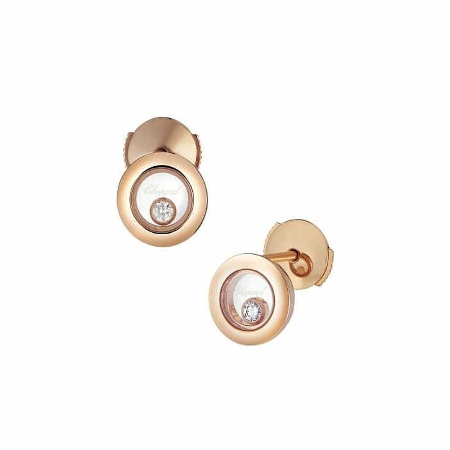 Chopard Boucles D'Oreilles Chopard Happy Diamonds Icons En Or Rose Et Diamants