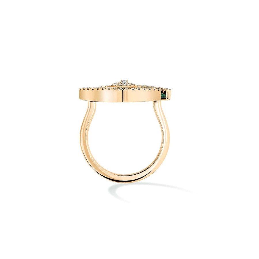 Messika Bague Messika Lucky Eye Color En Or Rose, Malachite Et Diamants