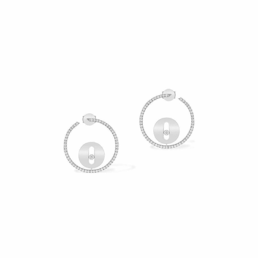 Messika Boucles D'Oreilles Cr Oles Messika Lucky Move Pm En Or Blanc Et Diamants