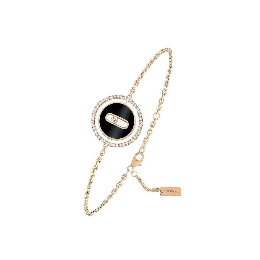 Messika Bracelet Messika Lucky Move En Or Rose, Diamants Et Onyx Pm