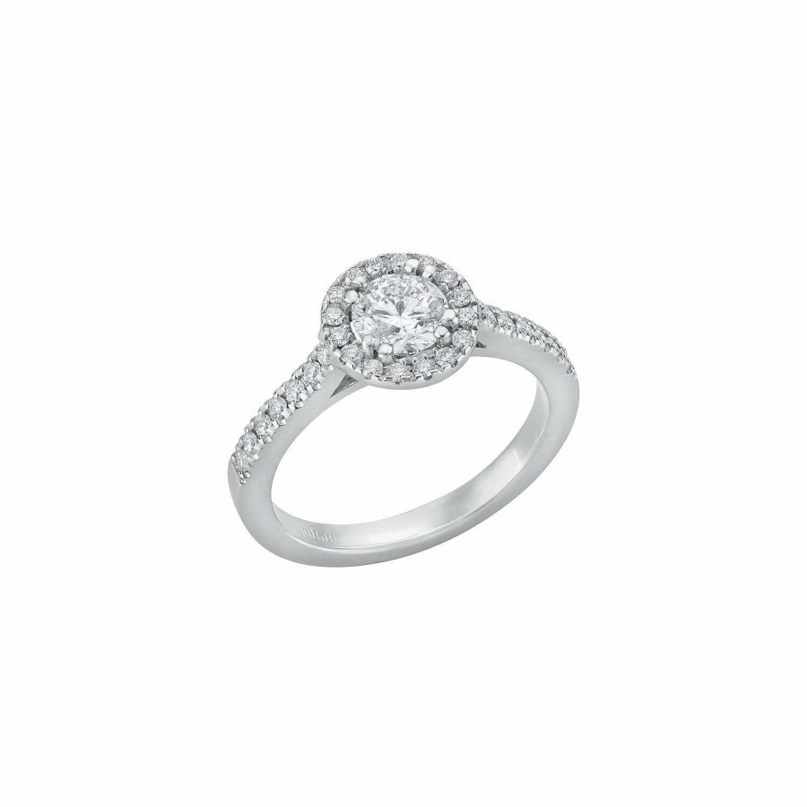 Créations Julian Bague Solitaire En Or Blanc Palladi , Diamant Blanc Et Diamants Blancs - Certificat Gia