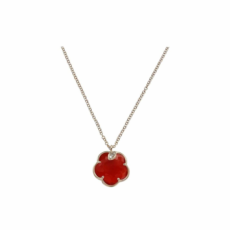 Pasquale Bruni Collier Pasquale Bruni Petit Joli En Or Rose, Cornaline Rouge Et Diamants