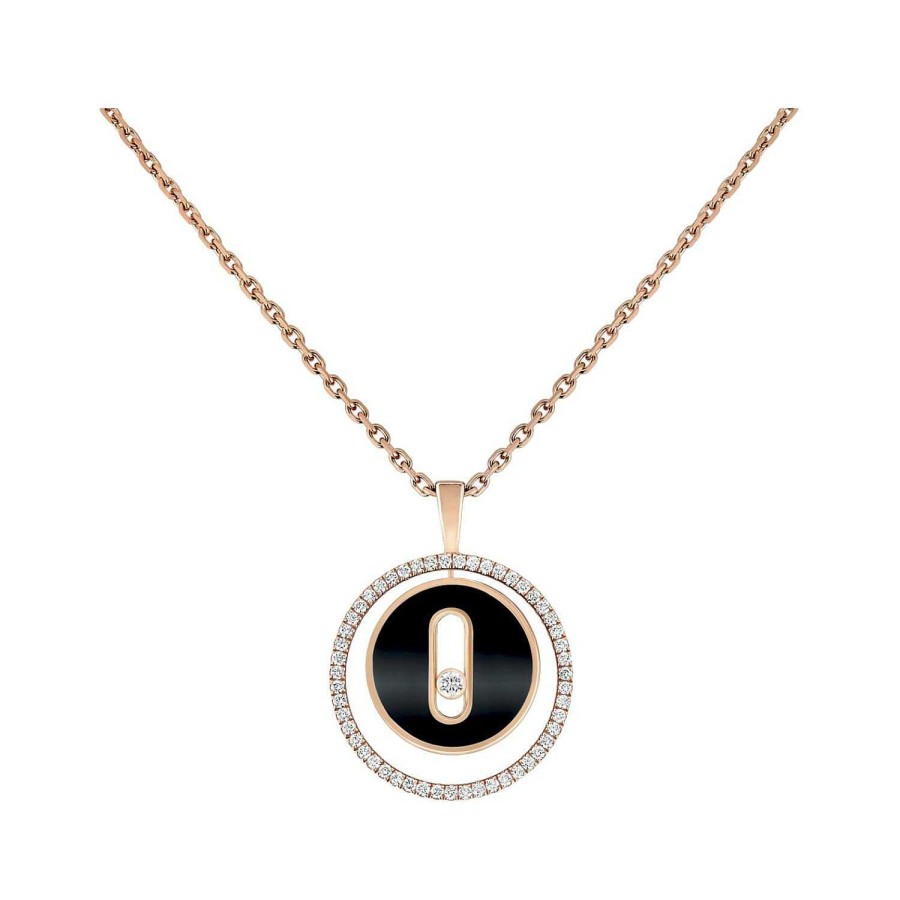 Messika Collier Messika Lucky Move En Or Rose, Diamants Et Onyx, Pm