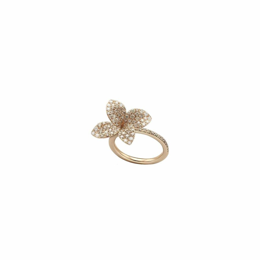 Pasquale Bruni Bague Pasquale Bruni Petit Garden En Or Rose, Diamants Bruns Et Blancs