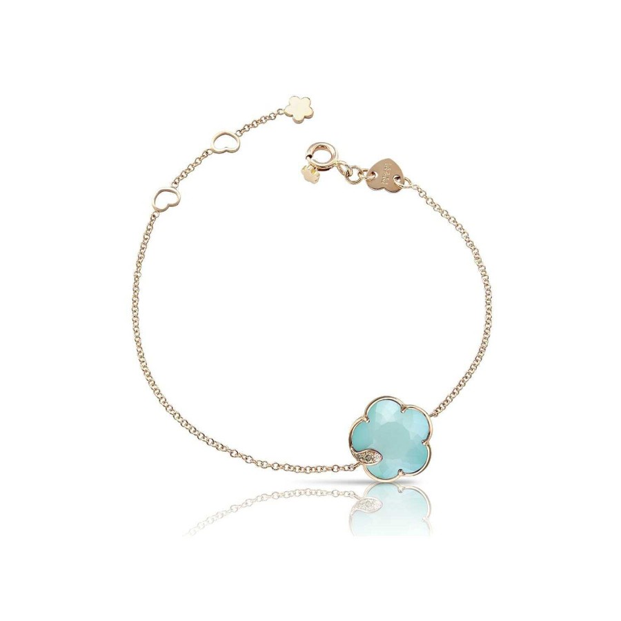 Pasquale Bruni Bracelet Pasquale Bruni Petit Joli En Or Rose, Diamants, Turquoise Et Pierre De Lune