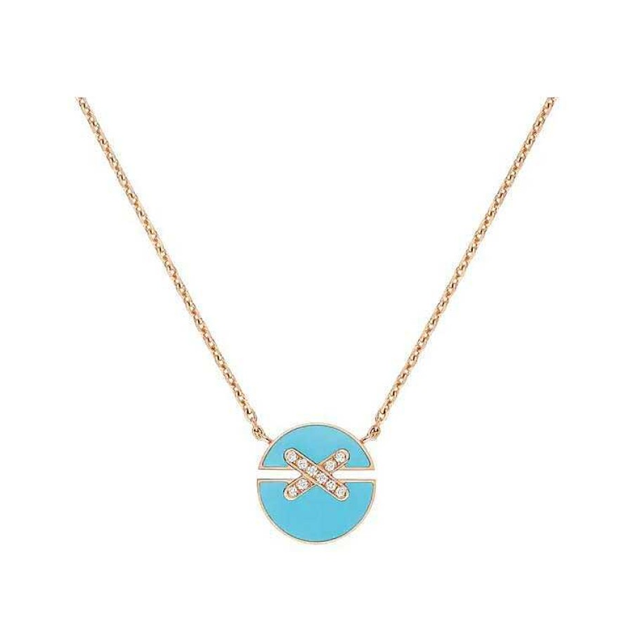 Chaumet Pendentif Chaumet Jeux De Liens Harmony Petit Mod Le En Or Rose Serti De Turquoise Et Diamants