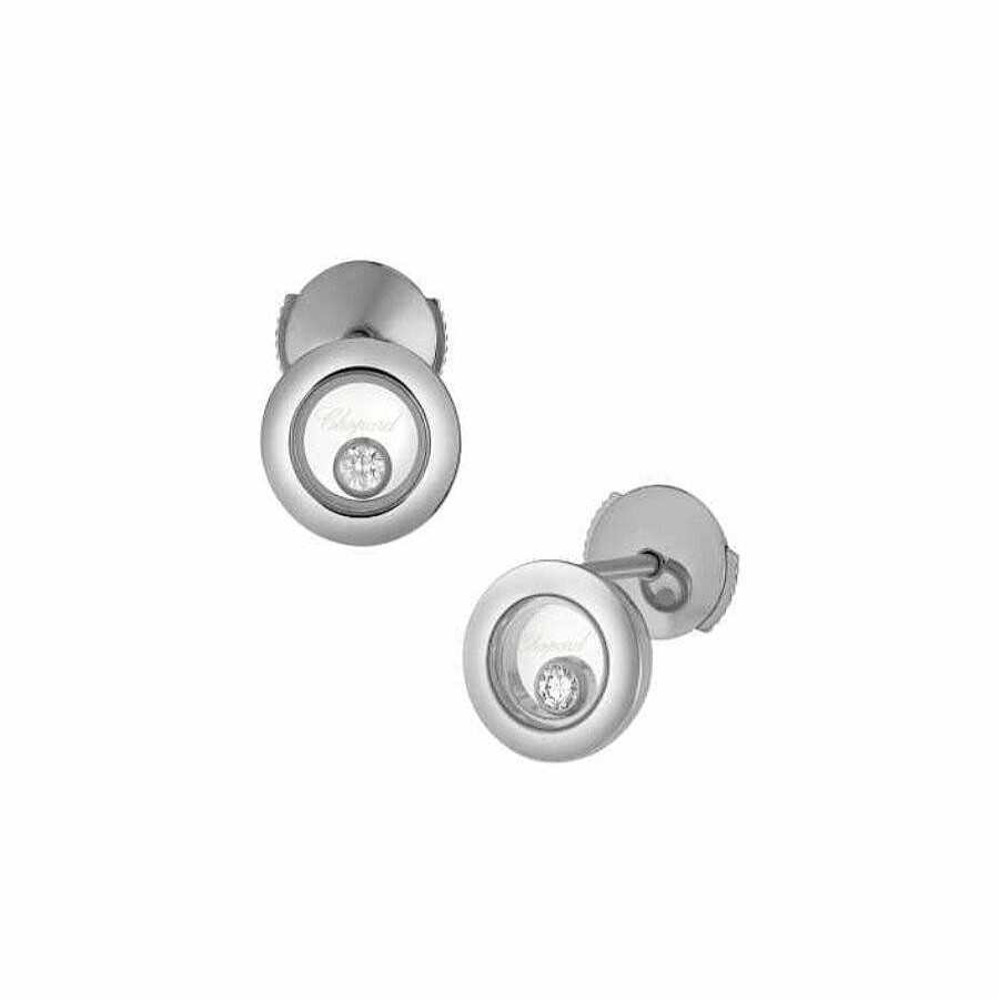 Chopard Boucles D'Oreilles Chopard Happy Diamonds Icons En Or Blanc Et Diamants