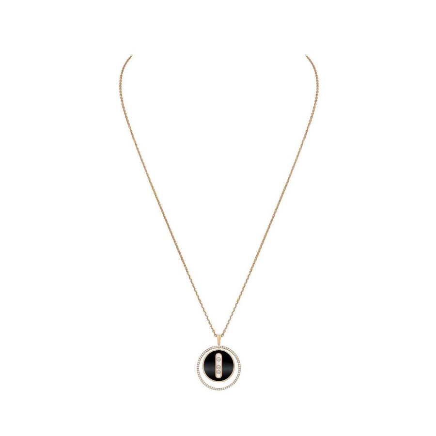 Messika Collier Messika Lucky Move En Or Rose, Diamants Et Onyx, Mm