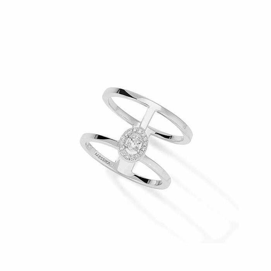 Messika Bague Messika Glam'Azone 2 Rangs En Or Blanc Et Diamants