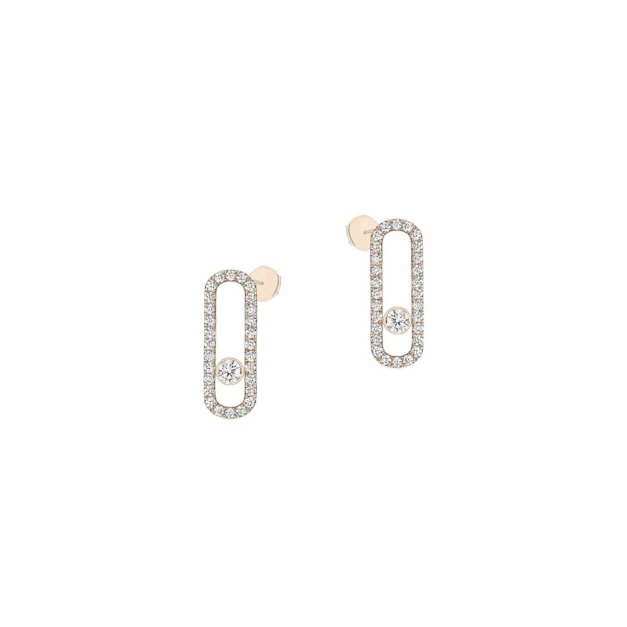 Messika Boucles D'Oreilles Messika Move Uno En Or Rose Pav Es De Diamants