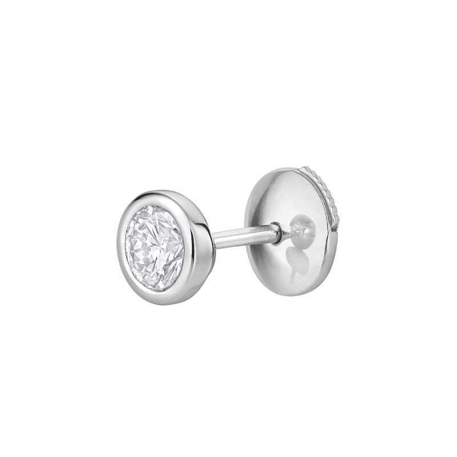 Créations Julian Boucles D'Oreilles Puces En Or Blanc, Diamants Blancs Et Diamant Blanc - Certificat Gia