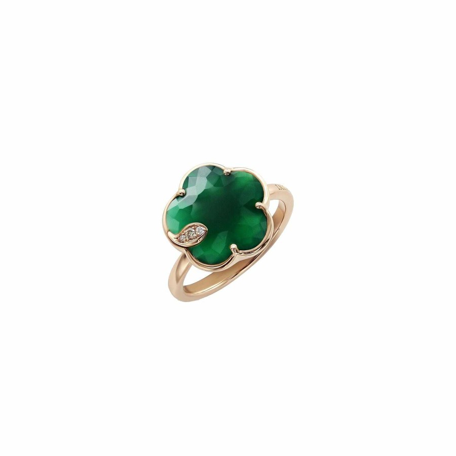 Pasquale Bruni Bague Pasquale Bruni Petit Joli' En Or Rose, Agate Verte Et Diamants Blancs