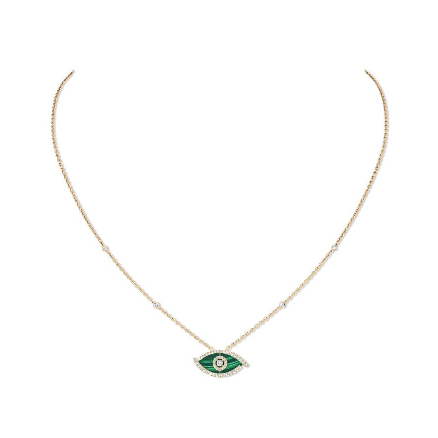 Messika Collier Messika Lucky Eye Color En Or Jaune, Malachite Et Diamants