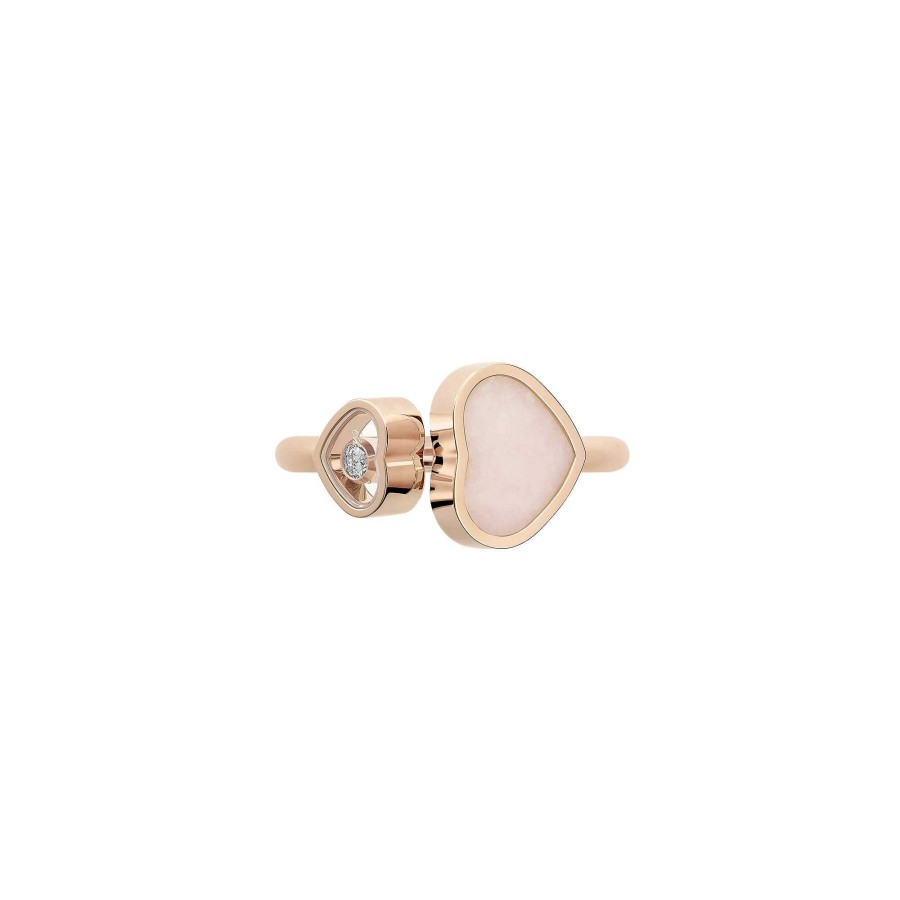 Chopard Bague Chopard Happy Hearts En Or Rose, Opale Et Diamant, Taille 52