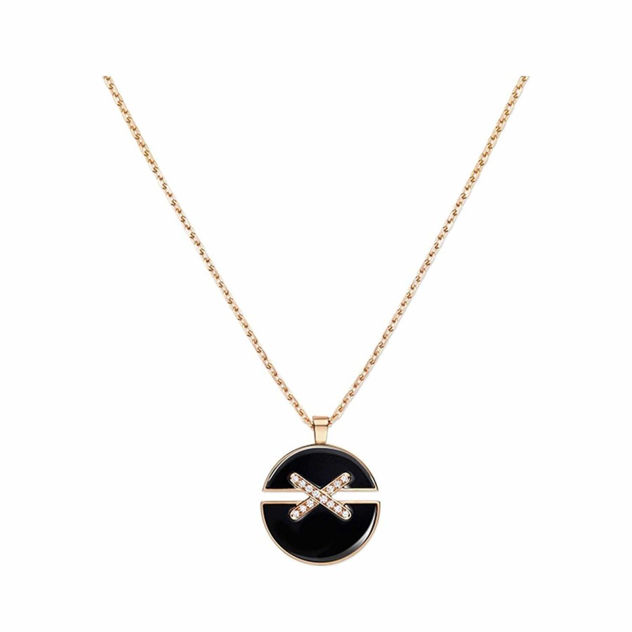 Chaumet Pendentif Chaumet Jeux De Liens Harmony Moyen Mod Le En Or Rose, Onyx Et Diamants