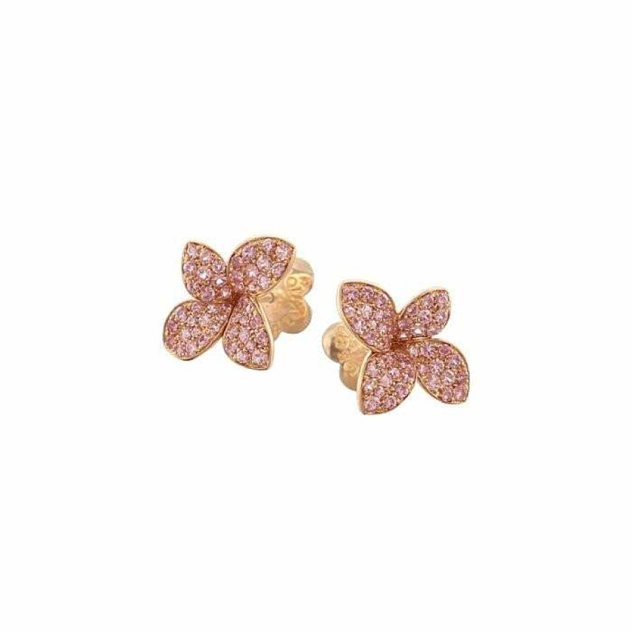 Pasquale Bruni Boucles D'Oreilles Pasquale Bruni Petit Garden En Or Rose Et Saphirs Roses