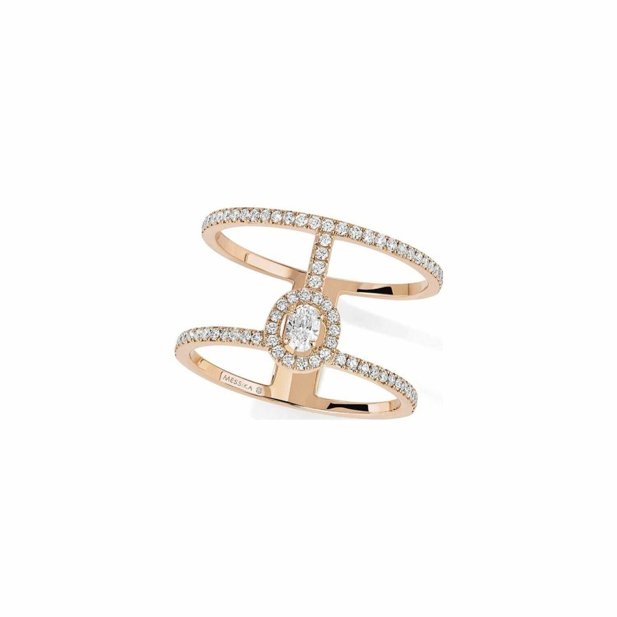 Messika Bague Messika Glam'Azone 2 Rangs Pav En Or Rose Et Diamants