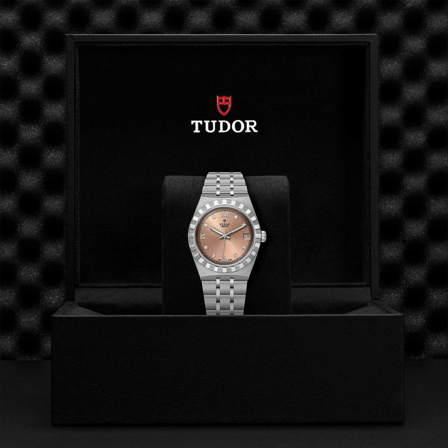 TUDOR Montre Tudor Royal Bo Tier En Acier, 34 Mm, Cadran Serti De Diamants