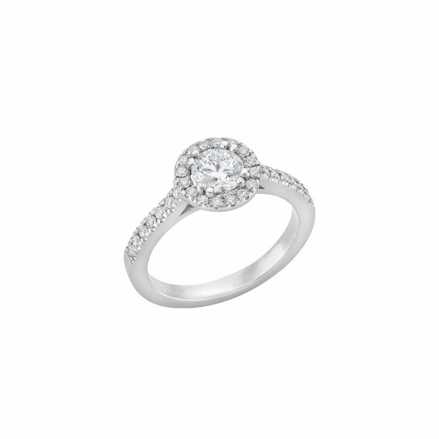 Créations Julian Bague Solitaire En Or Blanc Palladi , Diamant Blanc Et Diamants Blancs - Certificat Gia