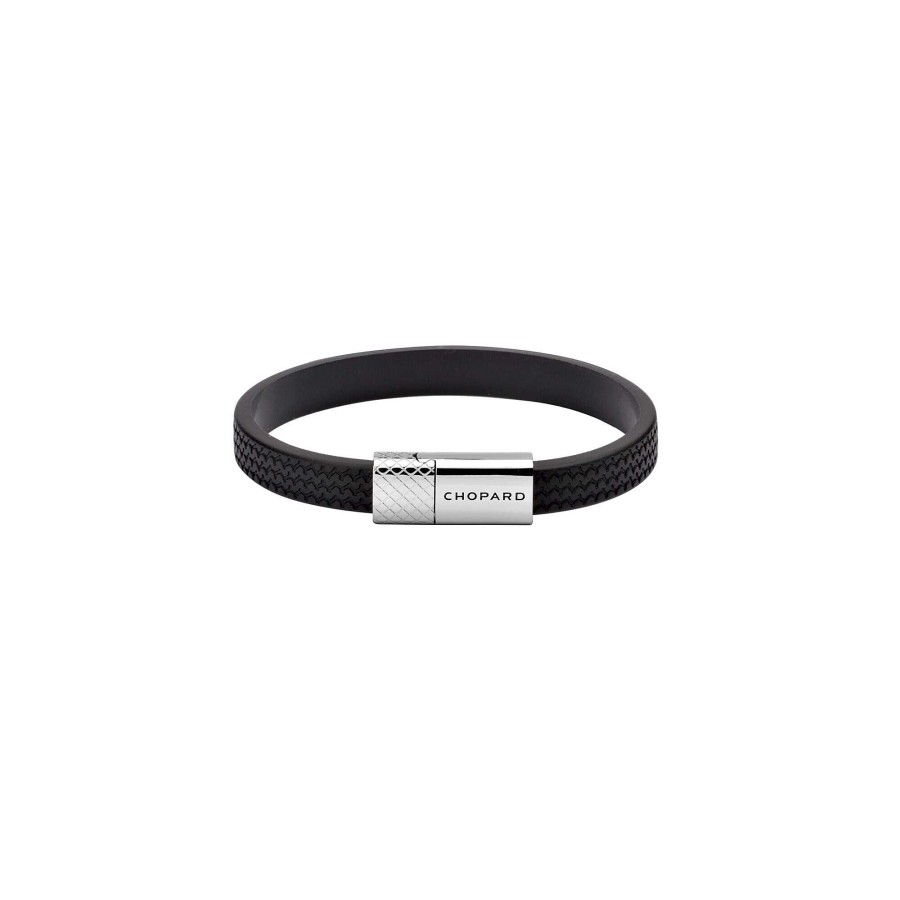 Chopard Bracelet Chopard Classic Racing En Caoutchouc Noir Et M Tal Argent , Taille 21