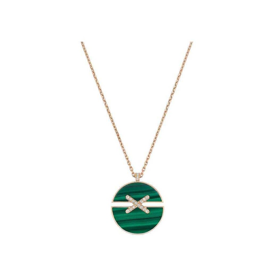 Chaumet Pendentif Chaumet Jeux De Liens Harmony Grand Mod Le En Or Rose, Diamants Et Malachite