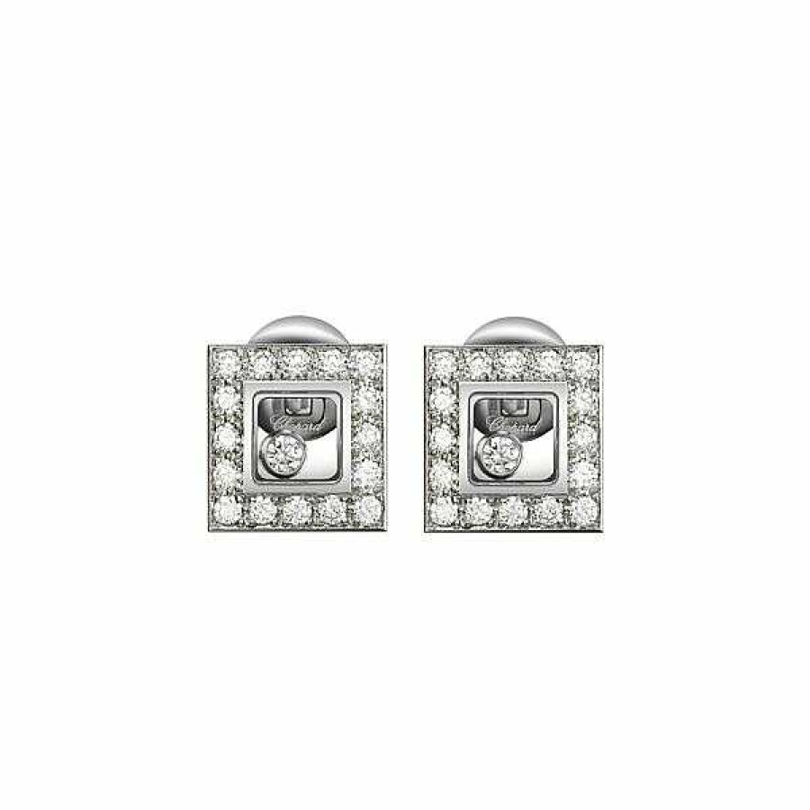 Chopard Boucles D'Oreilles Chopard Happy Diamonds En Or Blanc Et Diamants