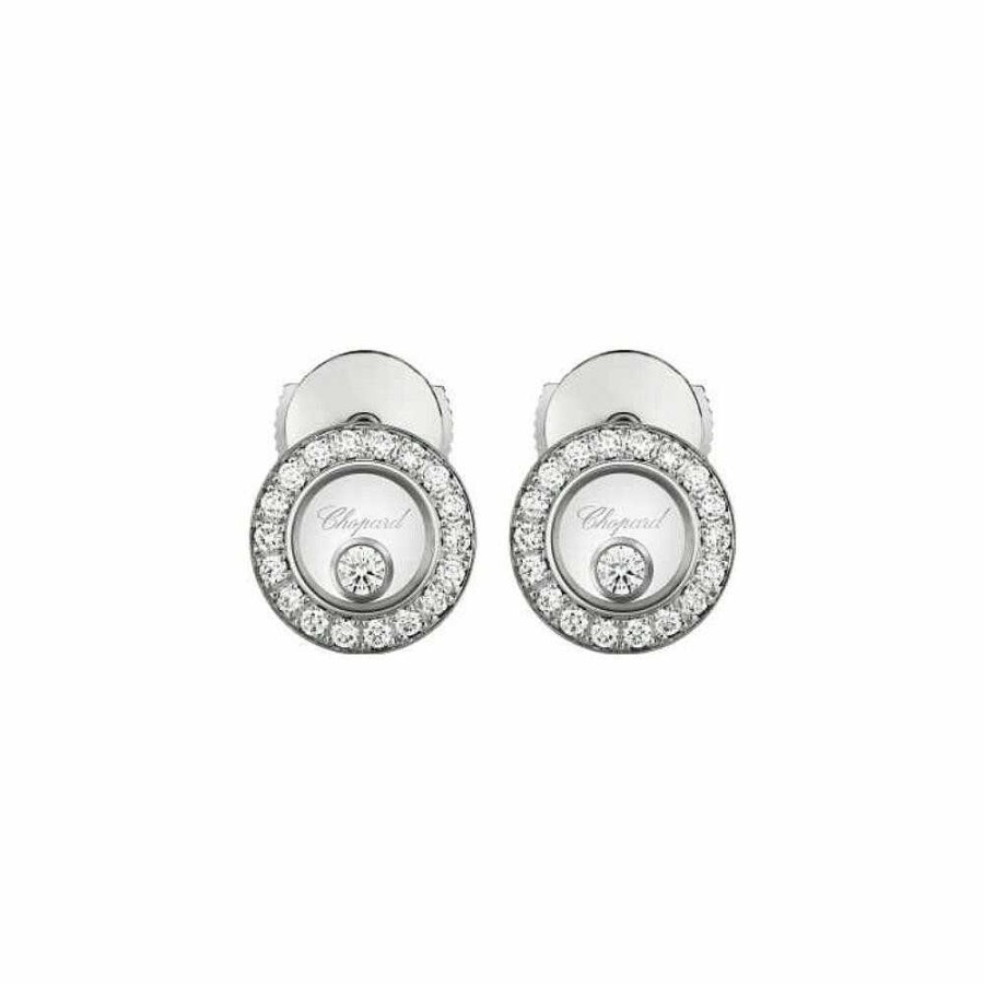 Chopard Boucles D'Oreilles Chopard Happy Diamonds Icons En Or Blanc Et Diamants