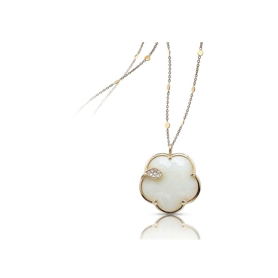 Pasquale Bruni Collier Pasquale Bruni Ton Joli En Or Rose, Agate Blanche, Nacre Et Diamants