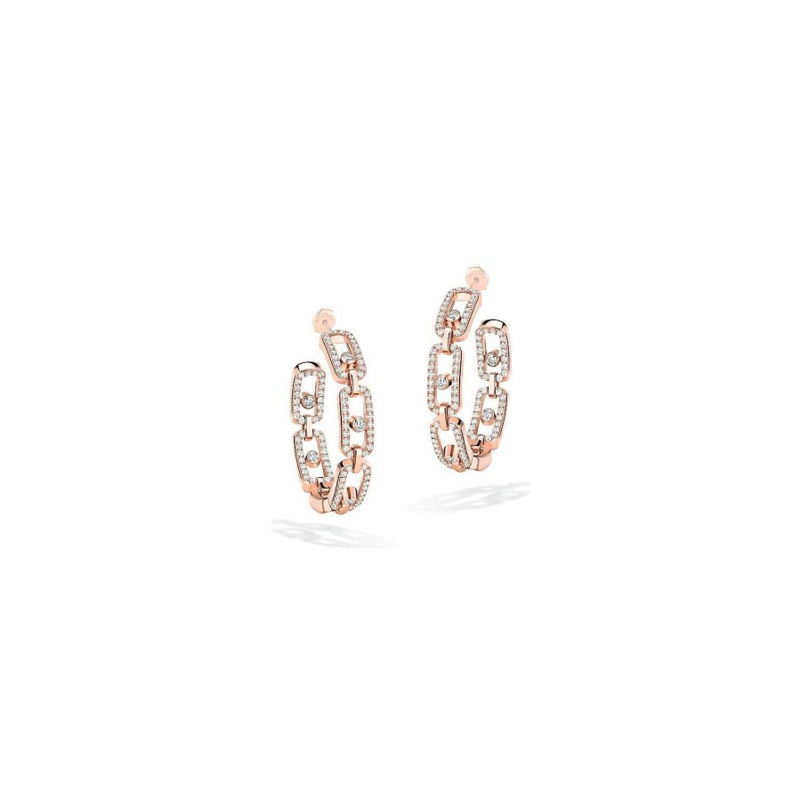 Messika Boucles D'Oreilles Cr Oles Messika Move Link Petit Mod Le En Or Rose Et Diamants