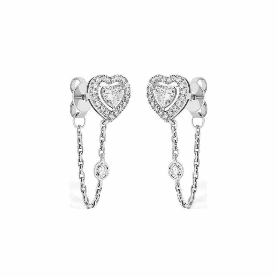 Messika Boucles D'Oreilles Messika Joy Coeur En Or Blanc Et Diamants