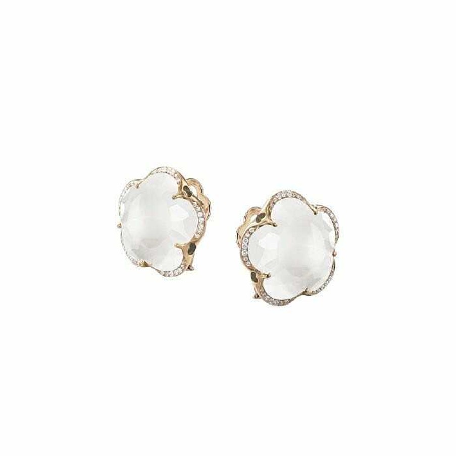 Pasquale Bruni Boucles D'Oreilles Pasquale Bruni Bon Ton En Or Rose, Milky Quartz Et Diamants Blancs