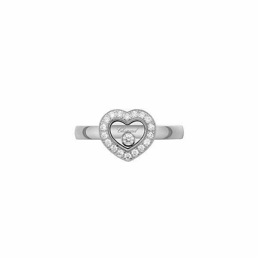 Chopard Bague Chopard Happy Diamonds Icons En Or Blanc Et Diamants, Taille 52