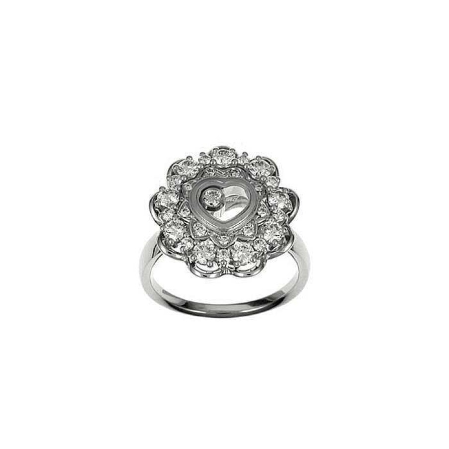 Chopard Bague Chopard Happy Diamonds En Or Blanc Et Diamants, Taille 52