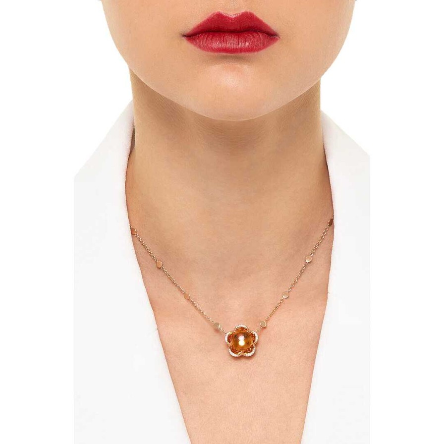 Pasquale Bruni Collier Pasquale Bruni Bon Ton En Or Rose, Diamants Et Citrine