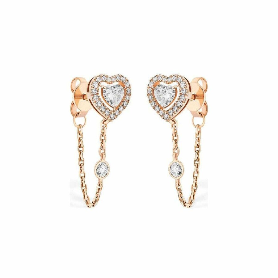 Messika Boucles D'Oreilles Messika Joy Coeur En Or Rose Et Diamants